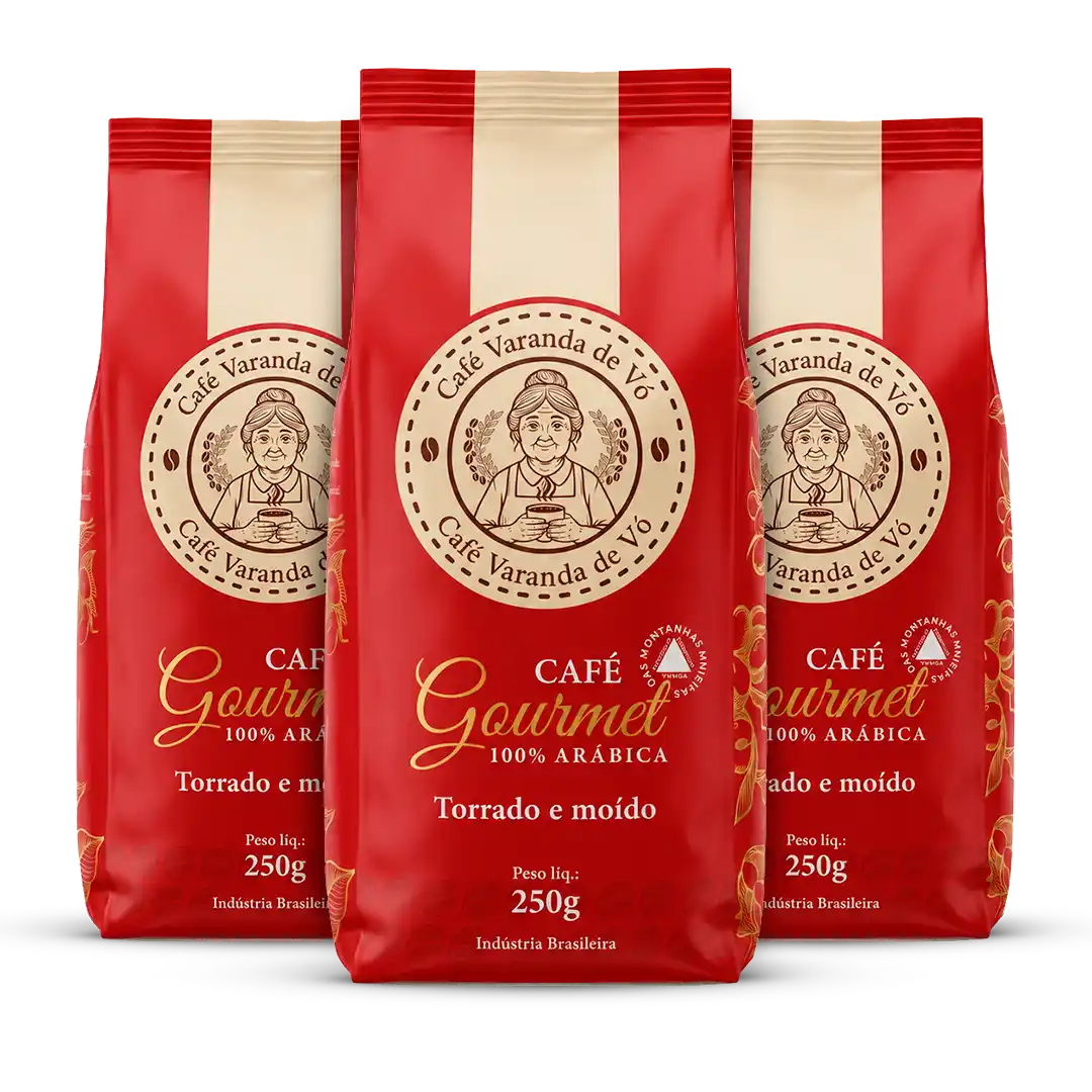 Café 250 Mockup - Kit com 3 (2) Kit com 3 Cafés Gourmet<BR>100% Arábica Torrado e Moído<BR>250g cada - Imagem 1
